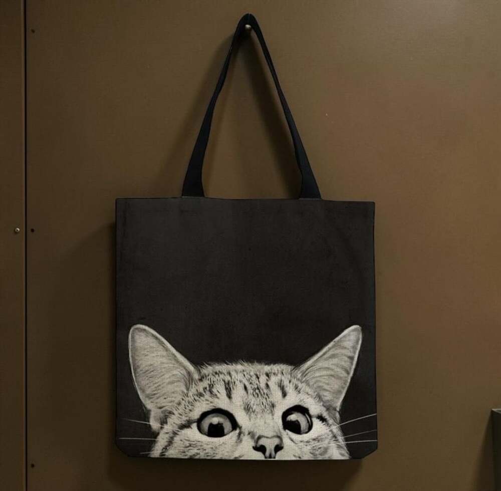 Cat Print Shoulder Tote Bag